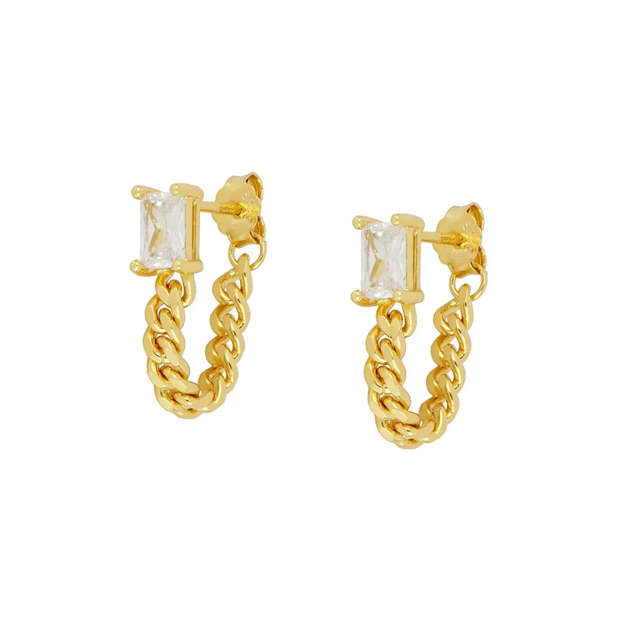 1 Pair Simple Style Geometric Plating Inlay Copper Zircon 18k Gold Plated Hoop Earrings Ear Cuffs