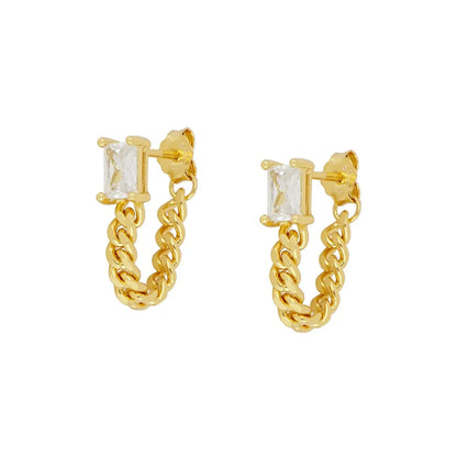 1 Pair Simple Style Geometric Plating Inlay Copper Zircon 18k Gold Plated Hoop Earrings Ear Cuffs