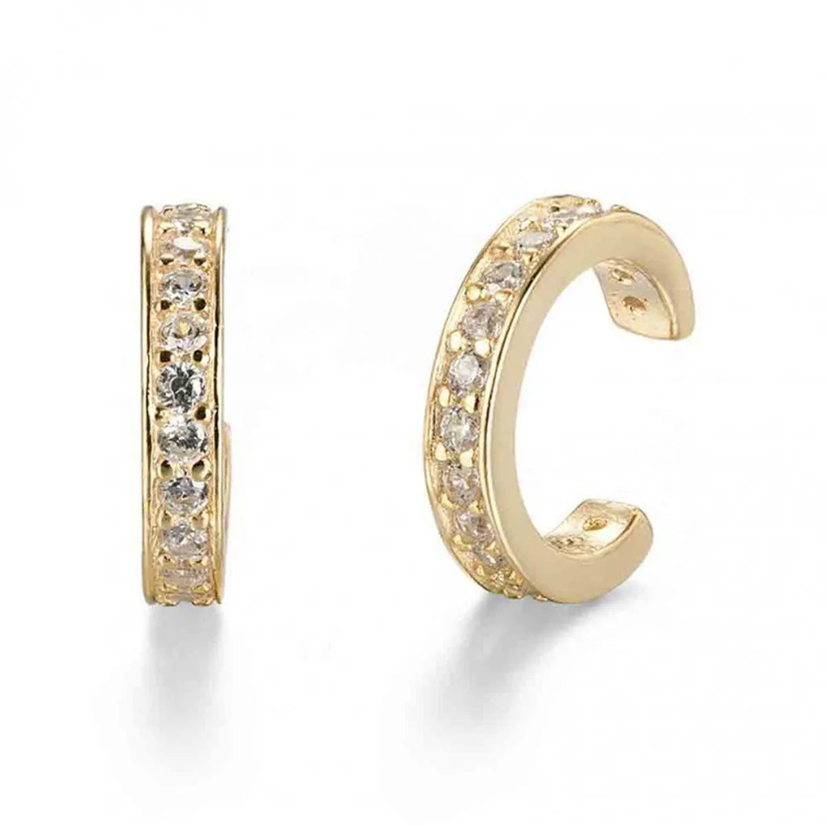 1 Pair Simple Style Geometric Plating Inlay Copper Zircon 18k Gold Plated Hoop Earrings Ear Cuffs