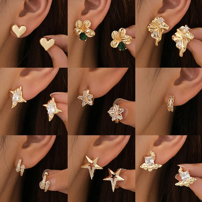 1 Pair Simple Style Geometric Plating Inlay Copper Zircon Ear Cuffs