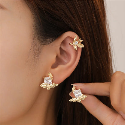 1 Pair Simple Style Geometric Plating Inlay Copper Zircon Ear Cuffs