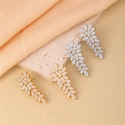 1 Pair Simple Style Geometric Plating Inlay Copper Zircon White Gold Plated Gold Plated Drop Earrings