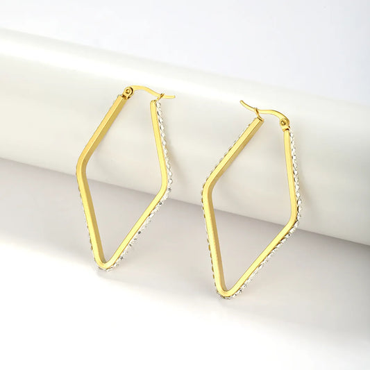 1 Pair Simple Style Geometric Plating Inlay Stainless Steel Zircon 18k Gold Plated Earrings