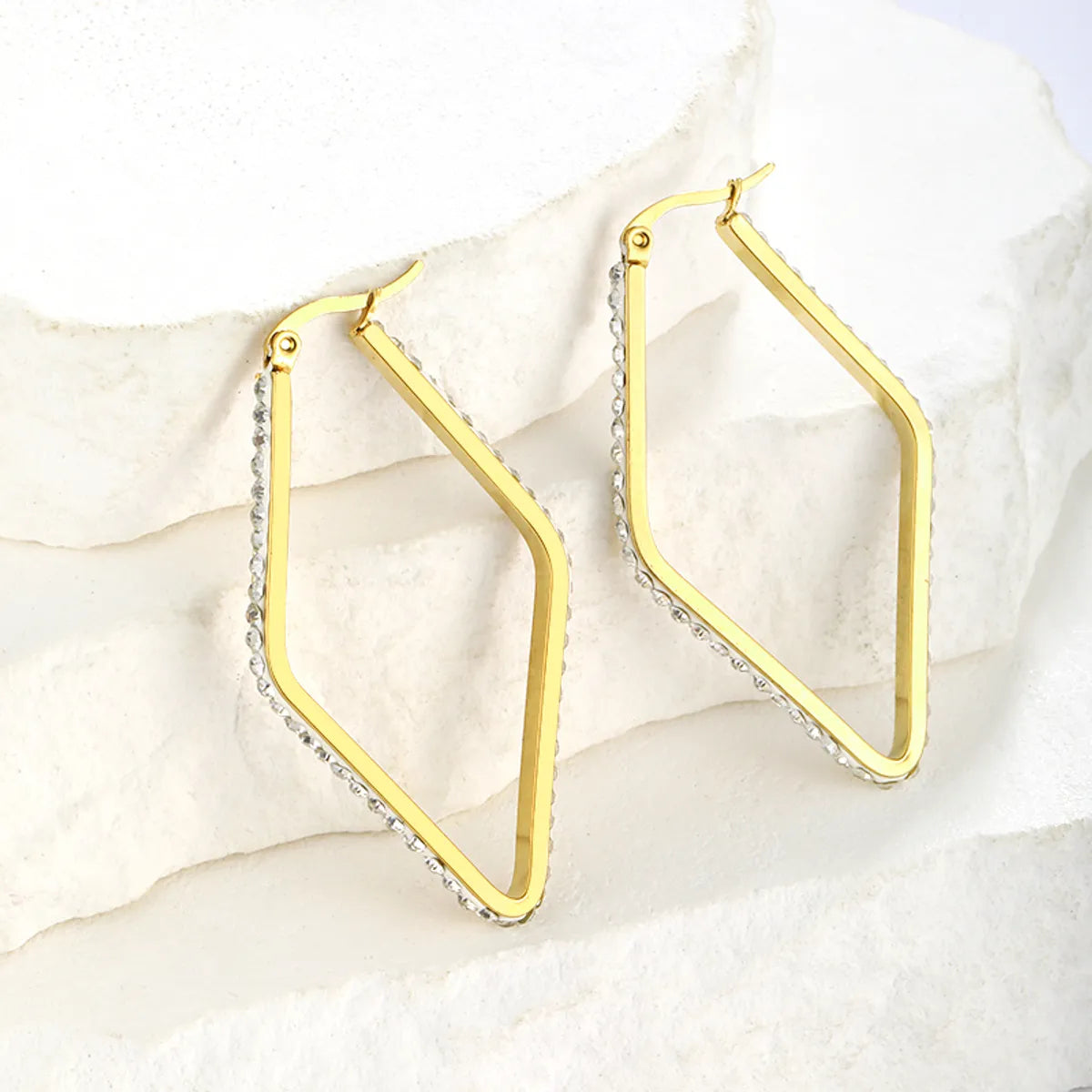 1 Pair Simple Style Geometric Plating Inlay Stainless Steel Zircon 18k Gold Plated Earrings