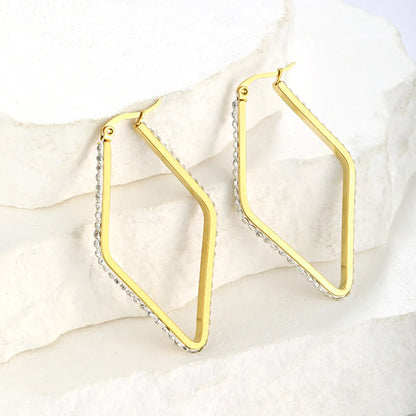 1 Pair Simple Style Geometric Plating Inlay Stainless Steel Zircon 18k Gold Plated Earrings