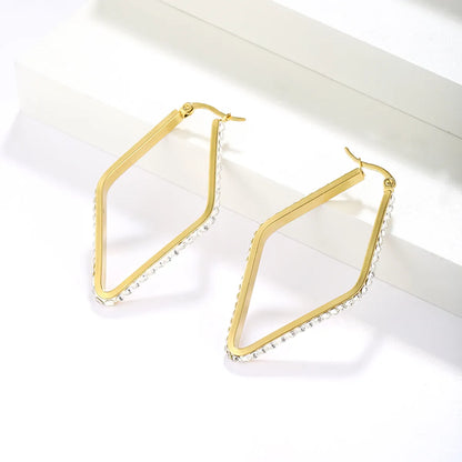 1 Pair Simple Style Geometric Plating Inlay Stainless Steel Zircon 18k Gold Plated Earrings