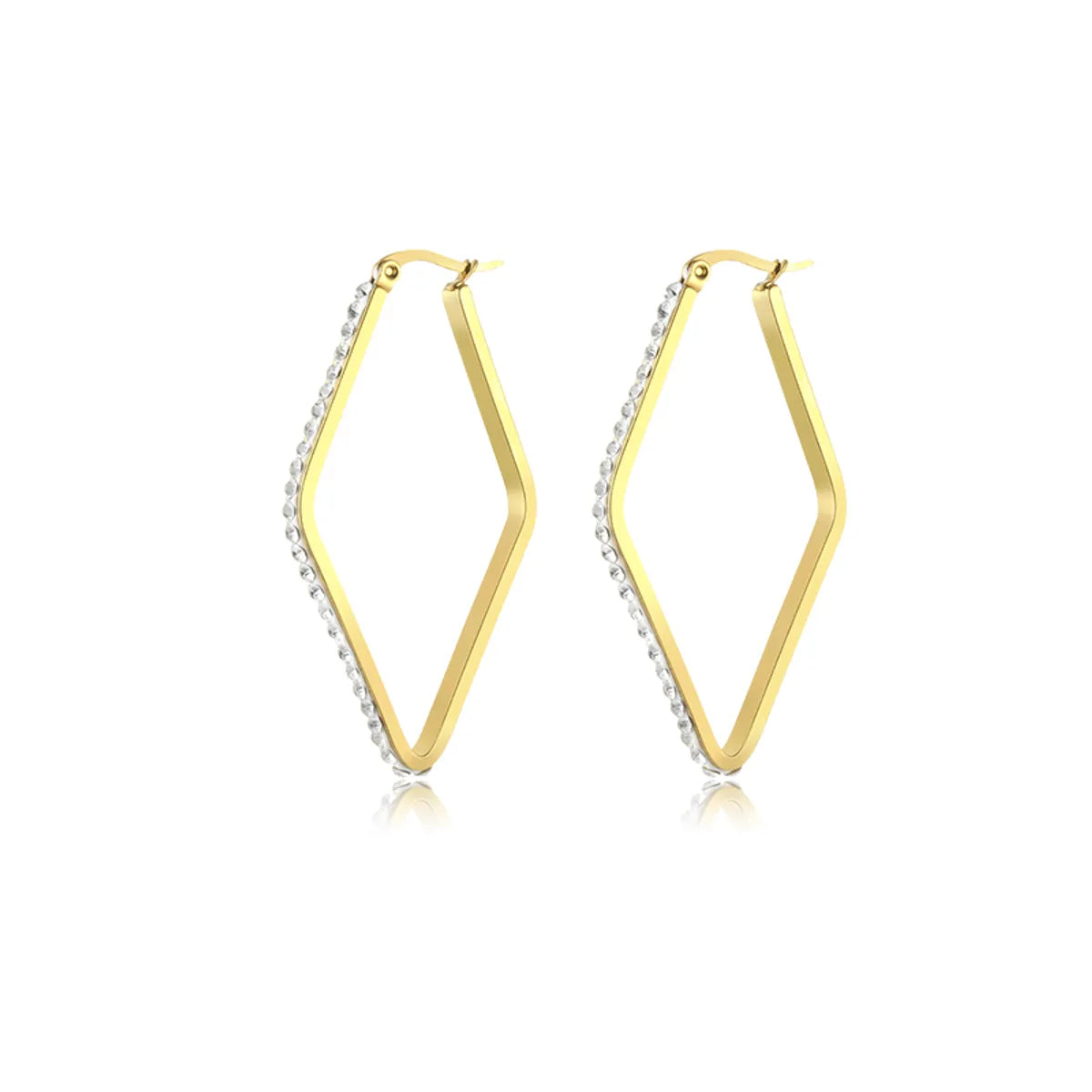 1 Pair Simple Style Geometric Plating Inlay Stainless Steel Zircon 18k Gold Plated Earrings