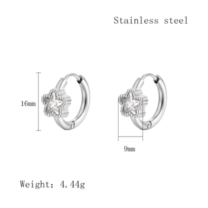 1 Pair Simple Style Geometric Plating Inlay 304 Stainless Steel Zircon 18K Gold Plated Earrings