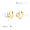 1 Pair Simple Style Geometric Plating Inlay 304 Stainless Steel Zircon 18K Gold Plated Earrings