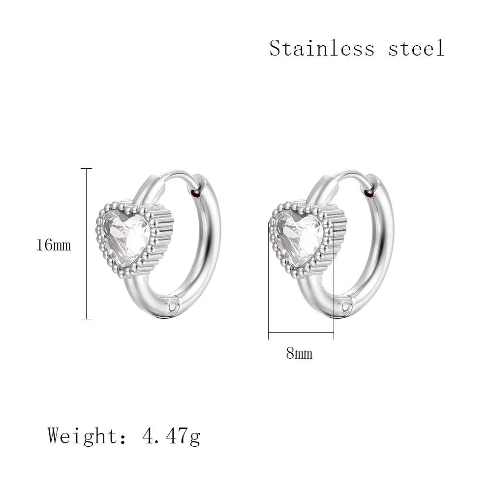 1 Pair Simple Style Geometric Plating Inlay 304 Stainless Steel Zircon 18K Gold Plated Earrings