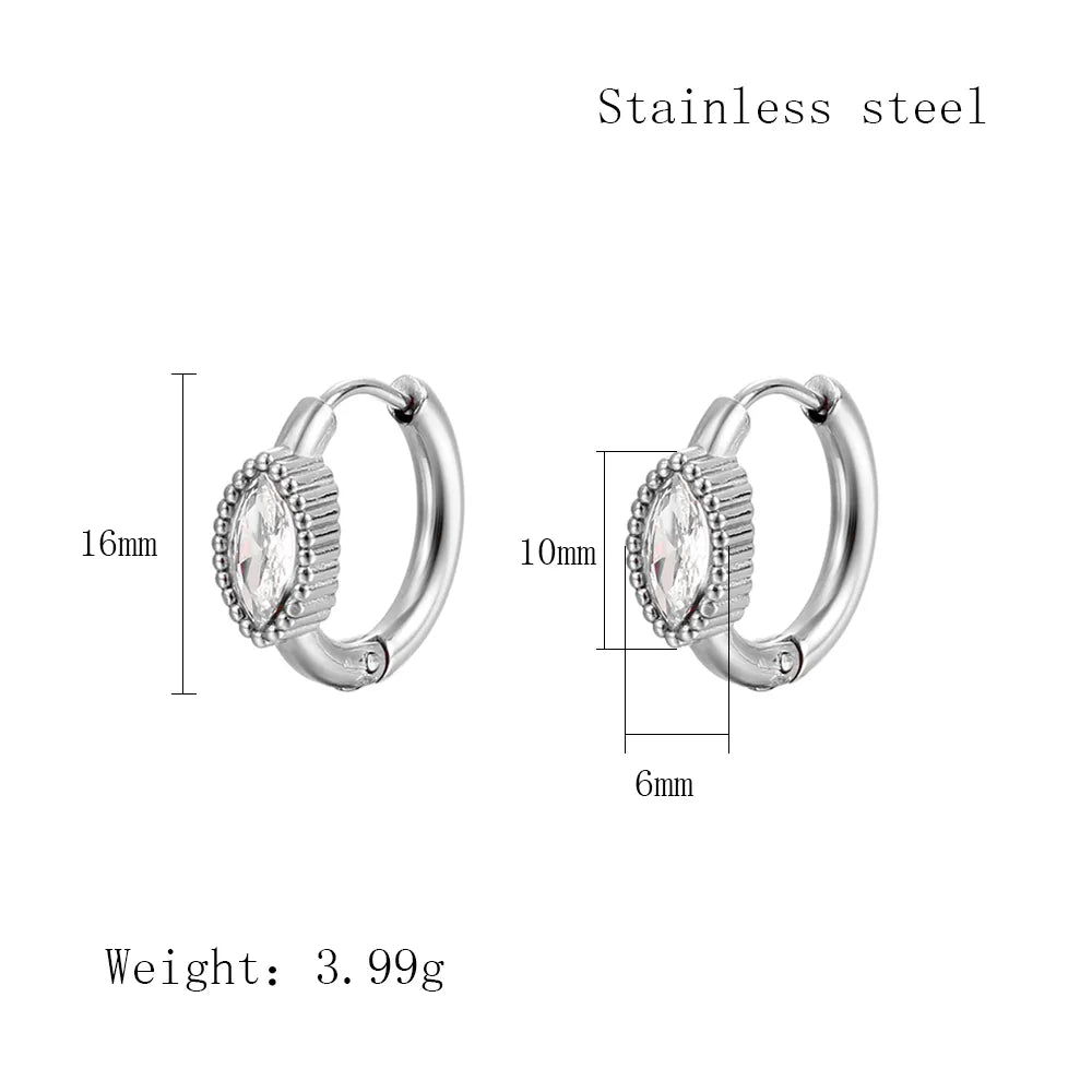 1 Pair Simple Style Geometric Plating Inlay 304 Stainless Steel Zircon 18K Gold Plated Earrings