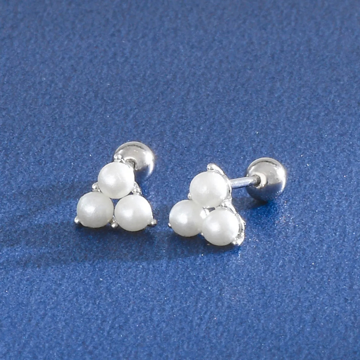 1 Pair Simple Style Geometric Plating Inlay Sterling Silver Artificial Pearls Ear Studs