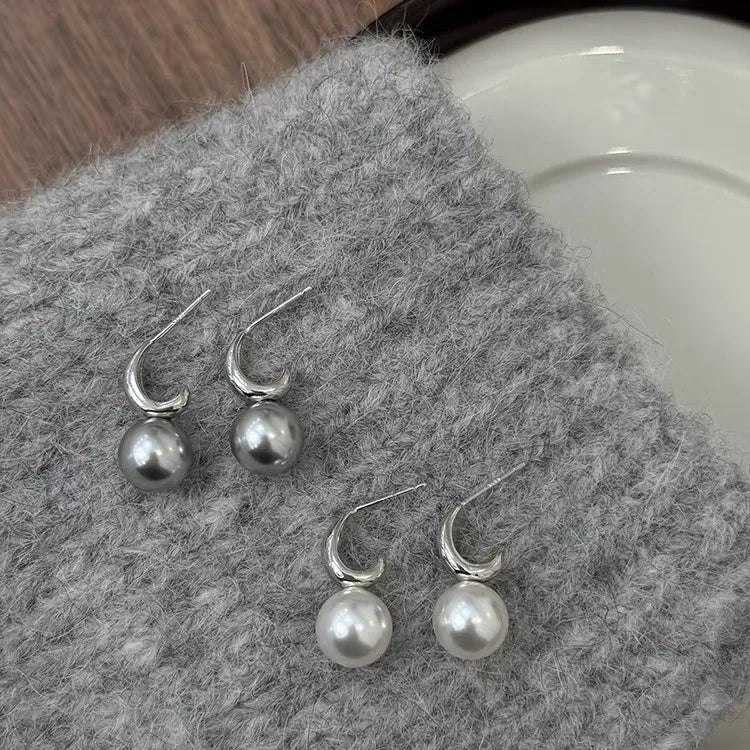 1 Pair Simple Style Geometric Plating Inlay Sterling Silver Pearl Drop Earrings