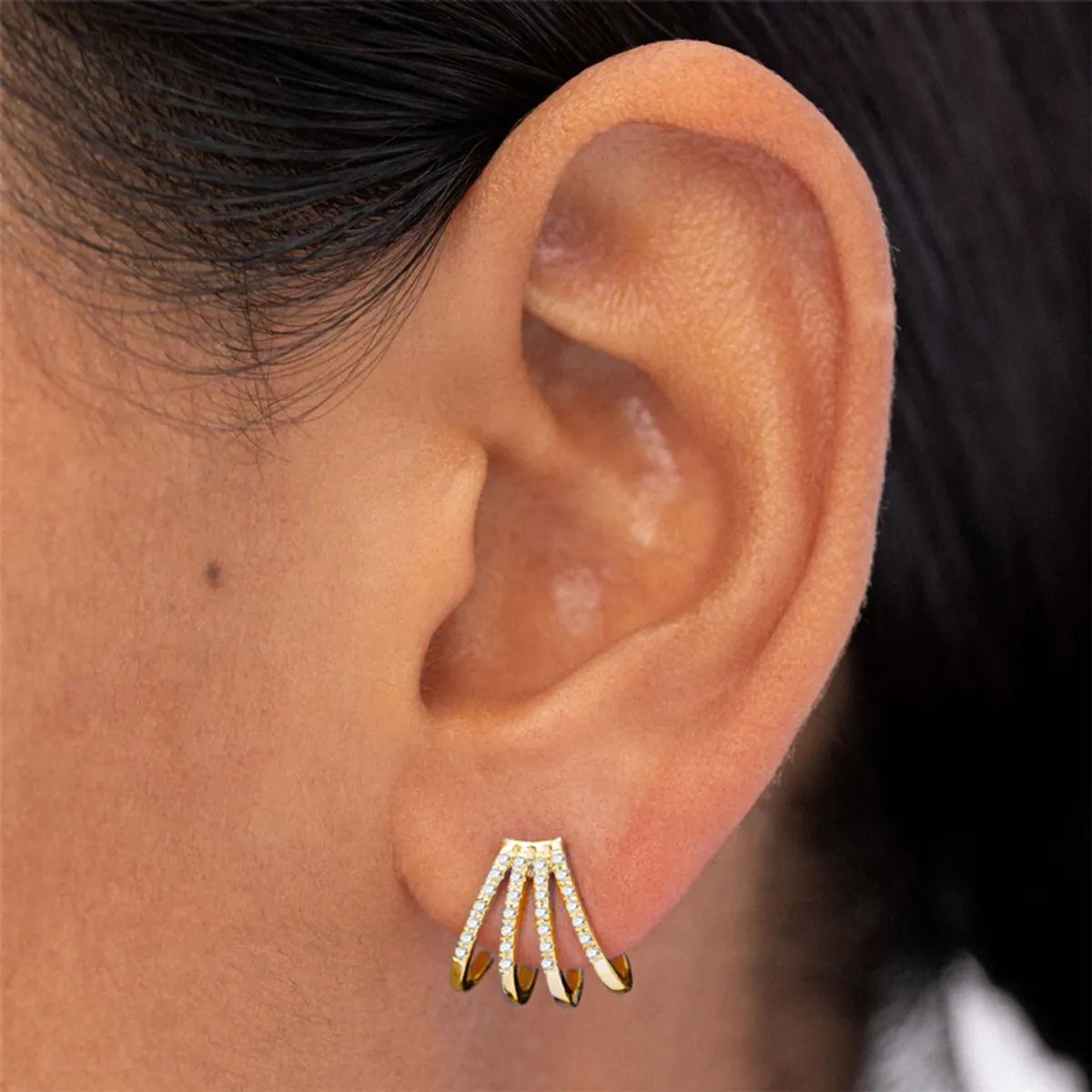 1 Pair Simple Style Geometric Plating Inlay Sterling Silver Zircon 14k Gold Plated White Gold Plated Ear Studs