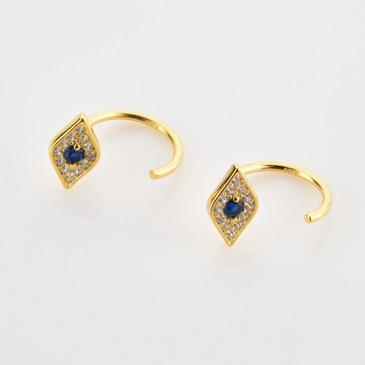 1 Pair Simple Style Geometric Plating Inlay Sterling Silver Zircon 18k Gold Plated White Gold Plated Earrings