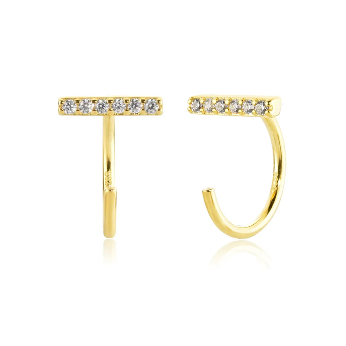 1 Pair Simple Style Geometric Plating Inlay Sterling Silver Zircon 18k Gold Plated White Gold Plated Earrings