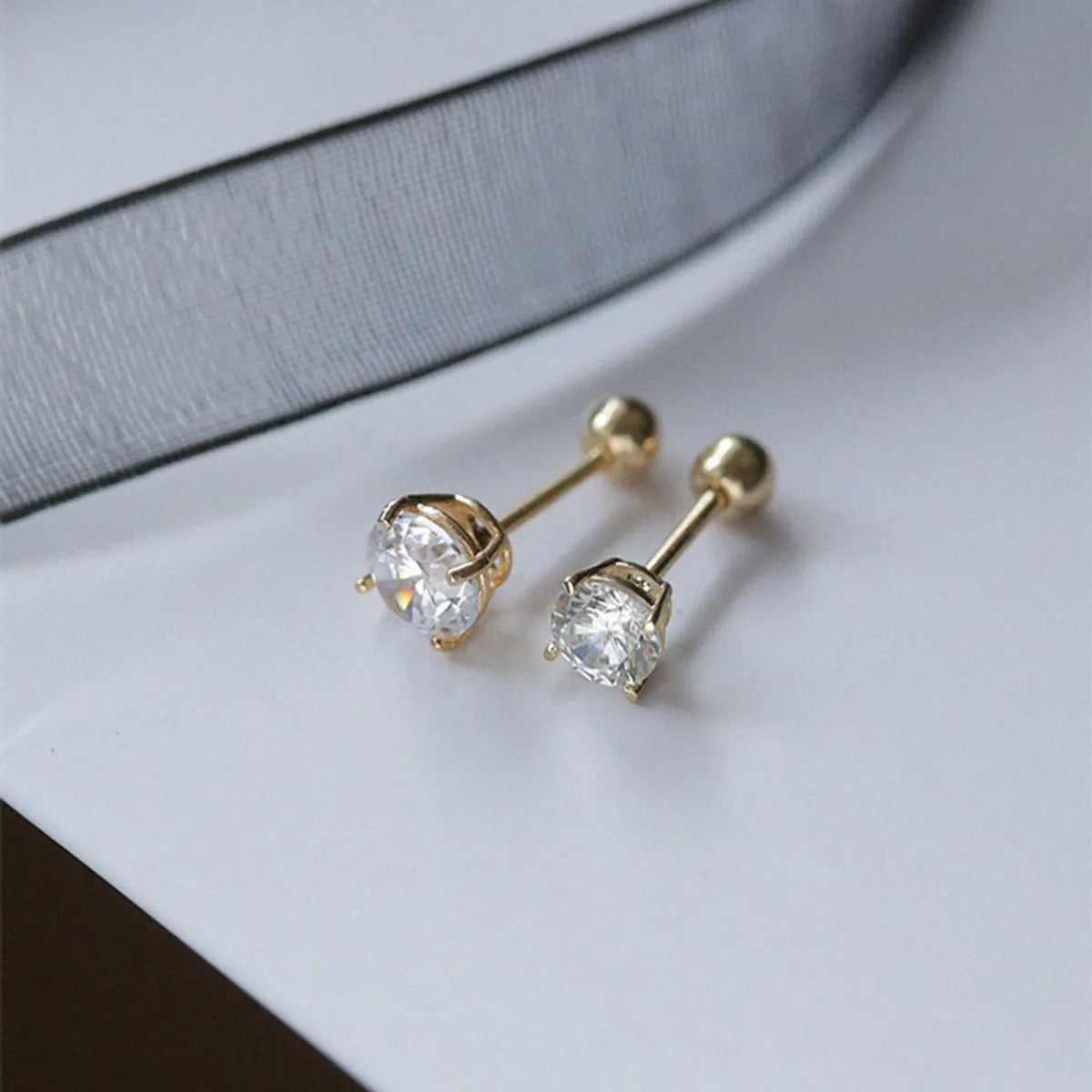 1 Pair Simple Style Geometric Plating Inlay Sterling Silver Zircon Ear Studs