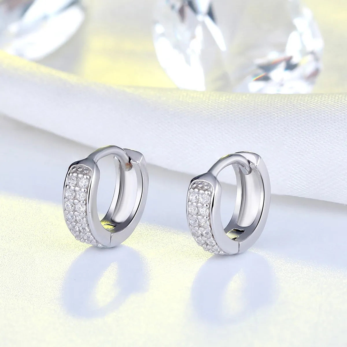 1 Pair Simple Style Geometric Plating Inlay Sterling Silver Zircon White Gold Plated Ear Studs