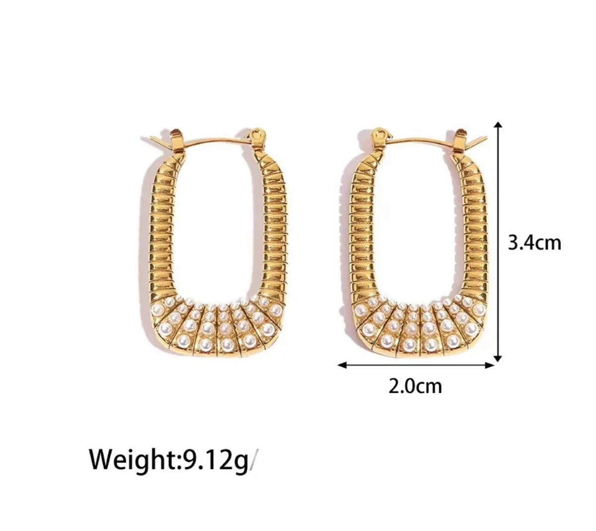 1 Pair Simple Style Geometric Plating Inlay Titanium Steel Pearl 18k Gold Plated Earrings