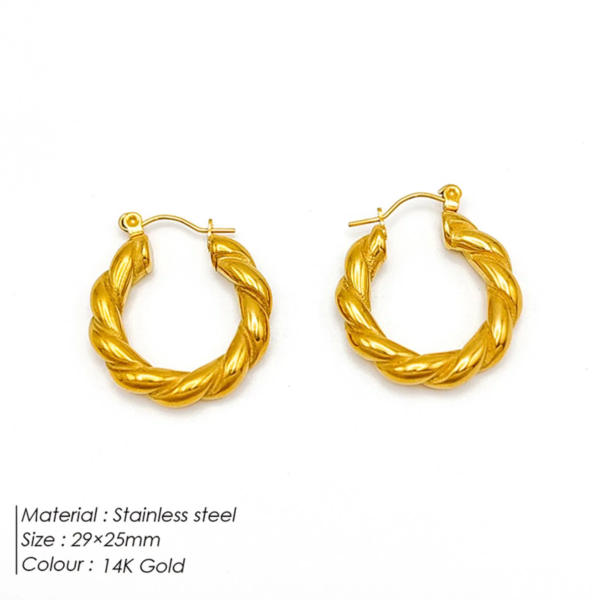 1 Pair Simple Style Geometric Plating Stainless Steel 18K Gold Plated Hoop Earrings