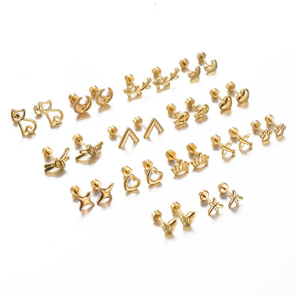 1 Pair Simple Style Geometric Plating Stainless Steel Ear Studs