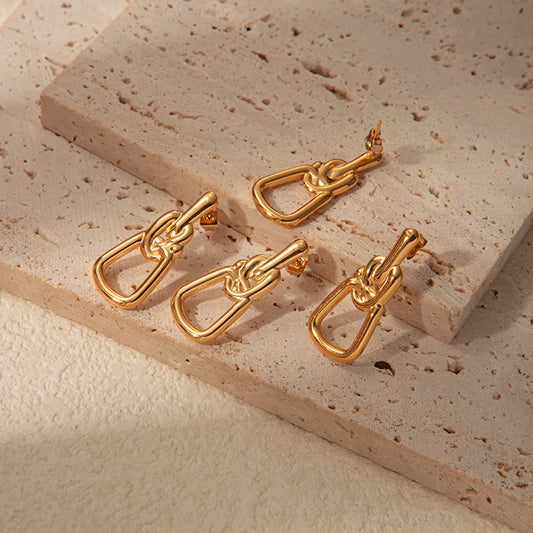 1 Pair Simple Style Geometric Plating Stainless Steel Gold Plated Drop Earrings