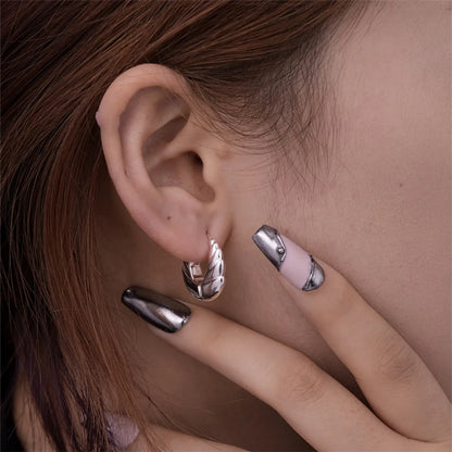 1 Pair Simple Style Geometric Plating Stainless Steel Hoop Earrings Drop Earrings