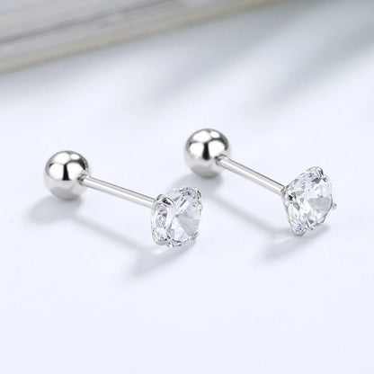 1 Pair Simple Style Geometric Plating Stainless Steel Zircon Ear Studs