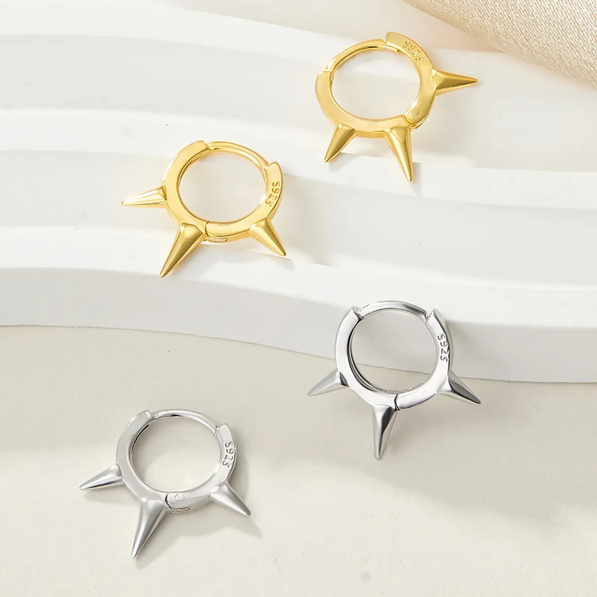 1 Pair Simple Style Geometric Plating Sterling Silver 18k Gold Plated White Gold Plated Earrings