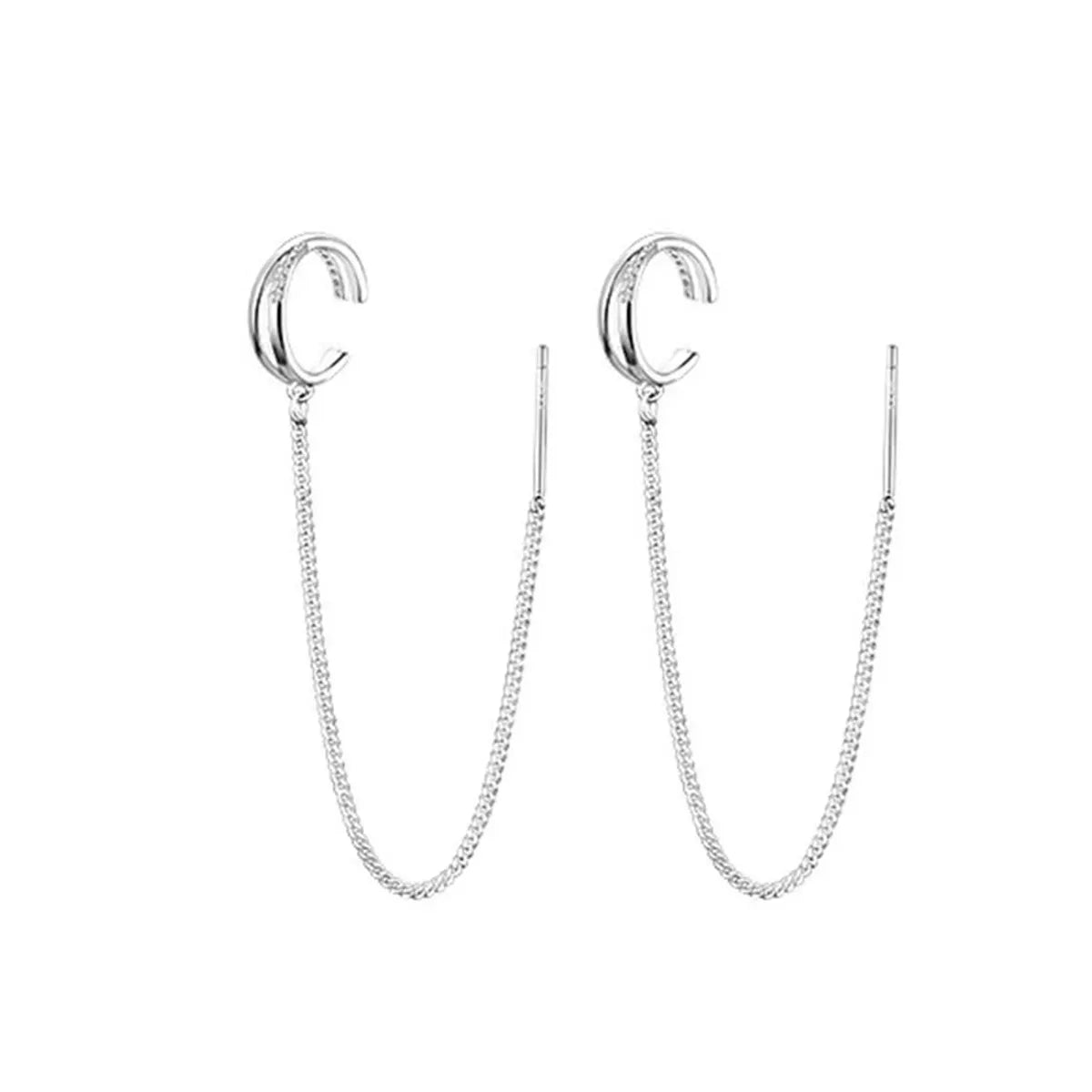 1 Pair Simple Style Geometric Plating Sterling Silver Ear Cuffs