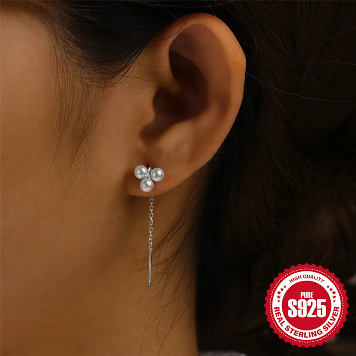 1 Pair Simple Style Geometric Plating Sterling Silver Ear Line