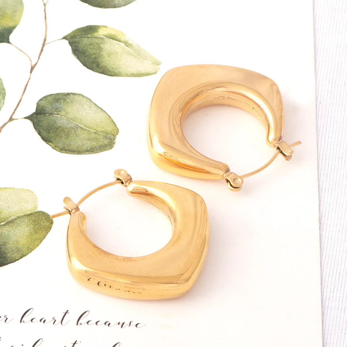 1 Pair Simple Style Geometric Plating Titanium Steel 18k Gold Plated Earrings