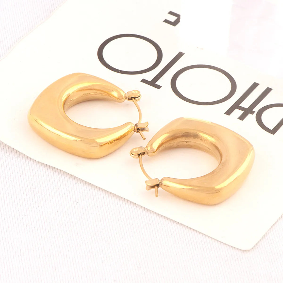 1 Pair Simple Style Geometric Plating Titanium Steel 18k Gold Plated Earrings