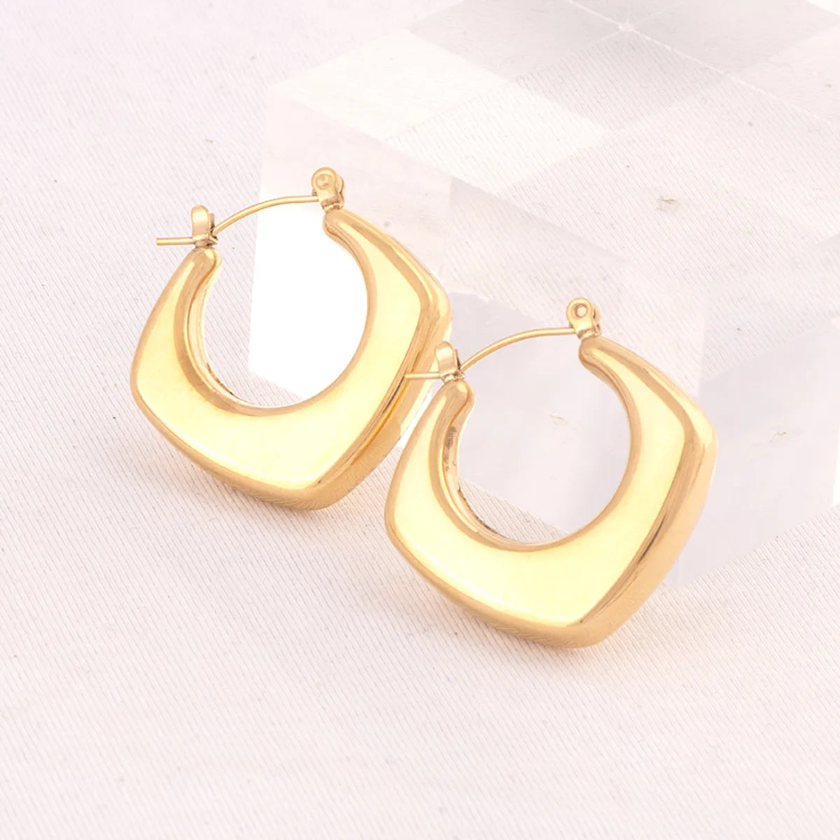 1 Pair Simple Style Geometric Plating Titanium Steel 18k Gold Plated Earrings