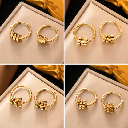 1 Pair Simple Style Geometric Plating Titanium Steel 18k Gold Plated Earrings