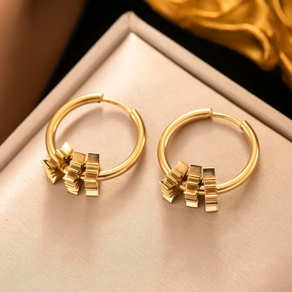 1 Pair Simple Style Geometric Plating Titanium Steel 18k Gold Plated Earrings