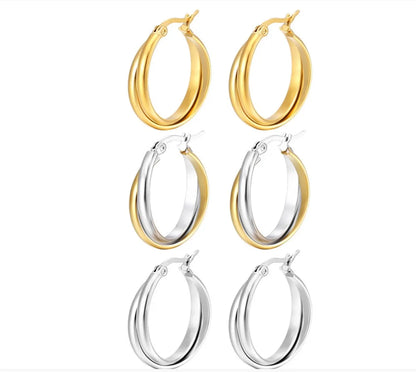 1 Pair Simple Style Geometric Plating Titanium Steel 18k Gold Plated Earrings