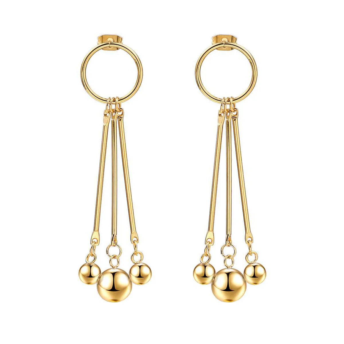 1 Pair Simple Style Geometric Plating Titanium Steel Drop Earrings