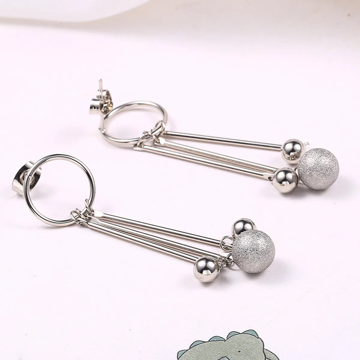 1 Pair Simple Style Geometric Plating Titanium Steel Drop Earrings