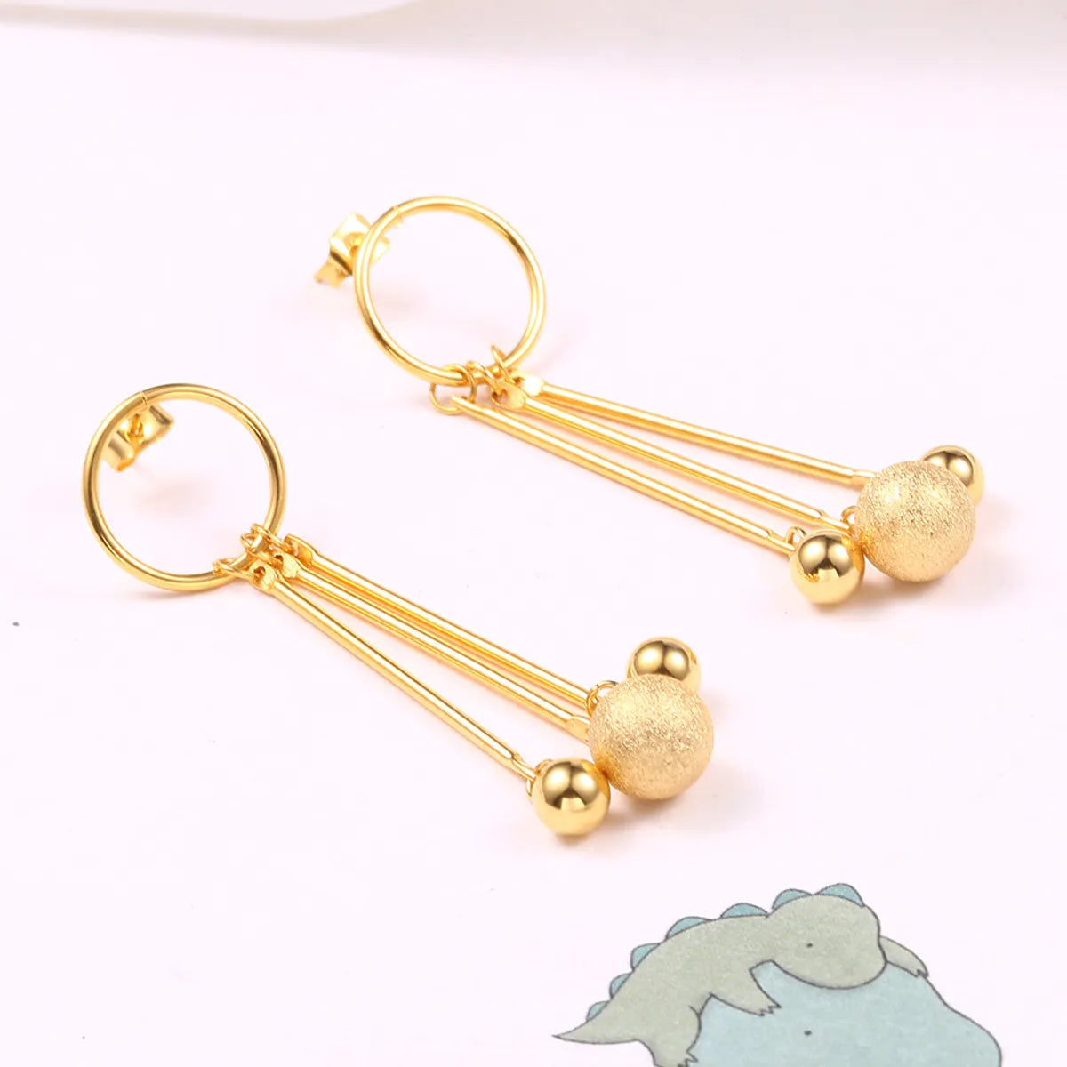 1 Pair Simple Style Geometric Plating Titanium Steel Drop Earrings