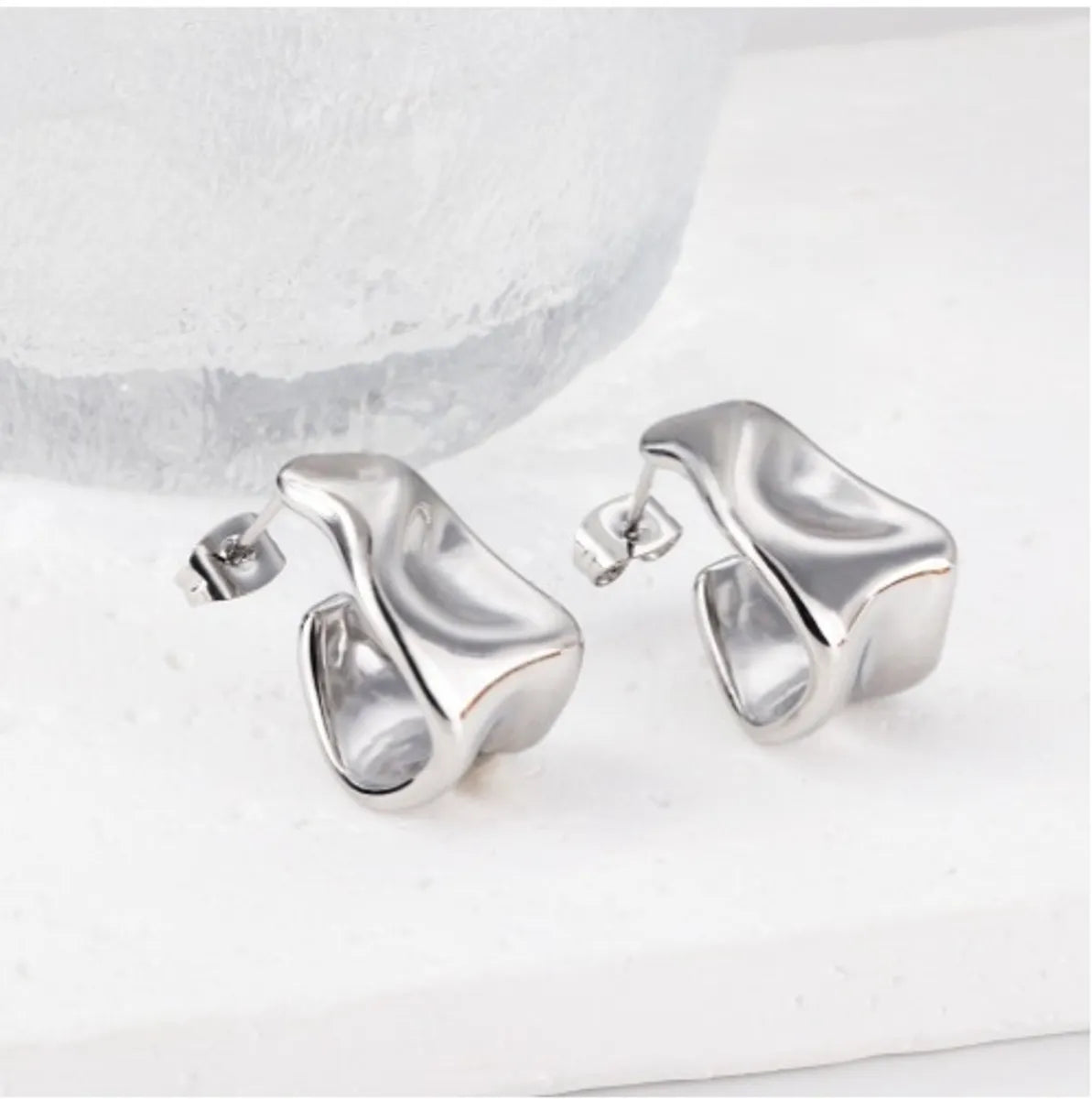 1 Pair Simple Style Geometric Plating Titanium Steel Ear Studs