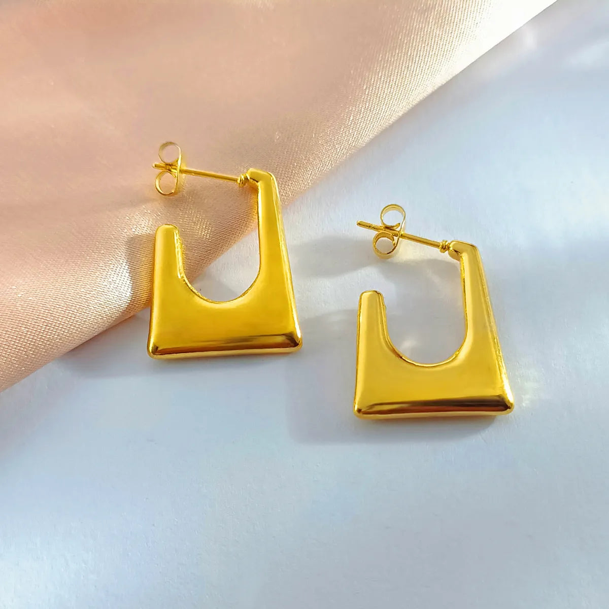 1 Pair Simple Style Geometric Plating Titanium Steel Earrings