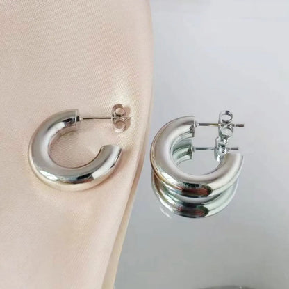 1 Pair Simple Style Geometric Plating Titanium Steel Earrings