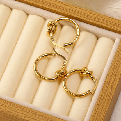 1 Pair Simple Style Geometric Plating Titanium Steel Hoop Earrings