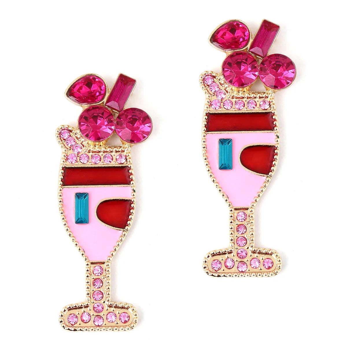 1 Pair Simple Style Geometric Plating Zinc Alloy Artificial Rhinestones Drop Earrings