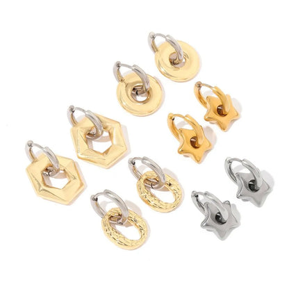 1 Pair Simple Style Geometric Polishing Plating Stainless Steel 18k Gold Plated Hoop Earrings