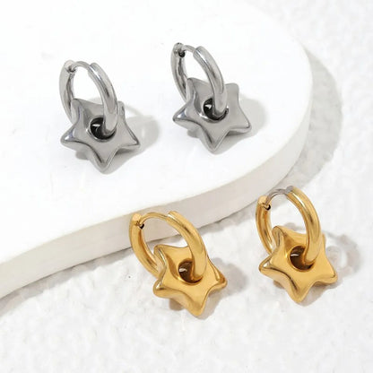 1 Pair Simple Style Geometric Polishing Plating Stainless Steel 18k Gold Plated Hoop Earrings