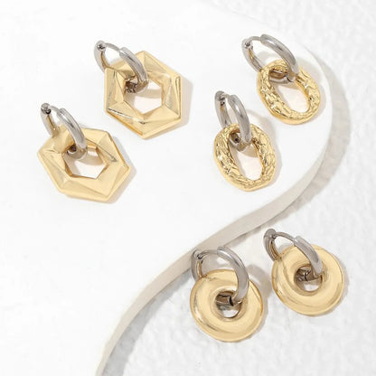 1 Pair Simple Style Geometric Polishing Plating Stainless Steel 18k Gold Plated Hoop Earrings