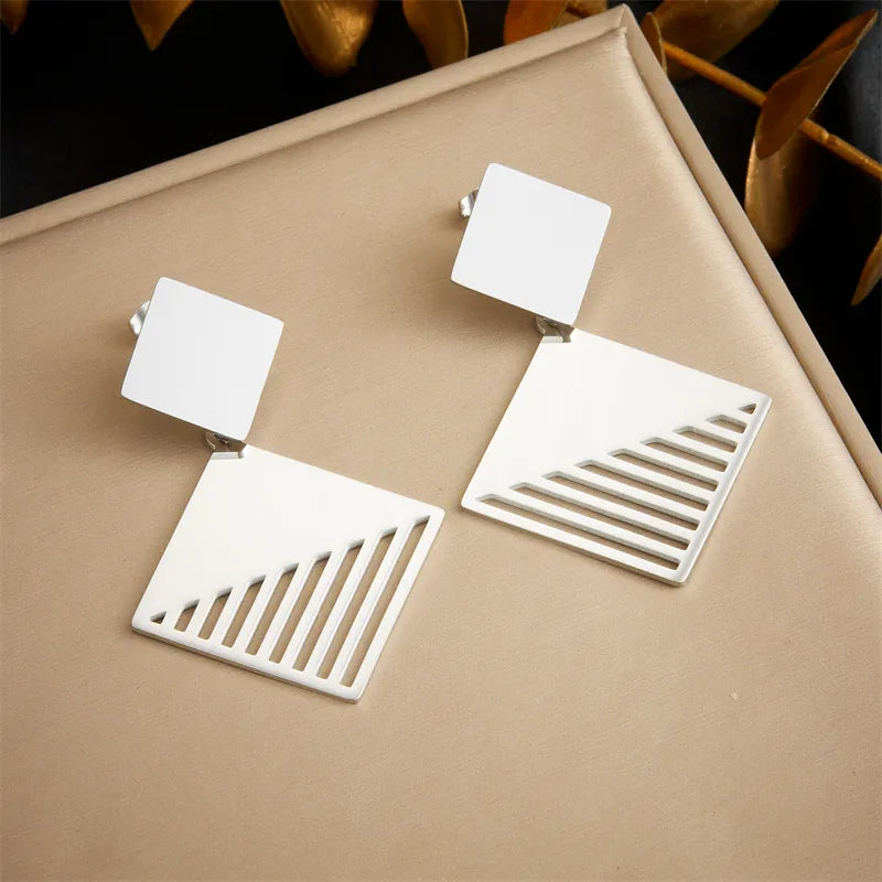 1 Pair Simple Style Geometric Rhombus 304 Stainless Steel 18K Gold Plated Drop Earrings