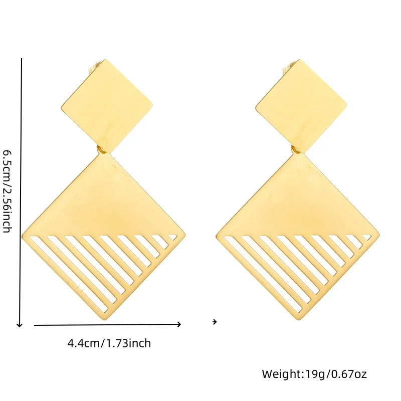 1 Pair Simple Style Geometric Rhombus 304 Stainless Steel 18K Gold Plated Drop Earrings